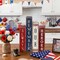 4th of July Tabletop Decorations, 4 Pcs Patriotic Wooden Block Signs – “Always Remember Our Heroes” Red White Blue Tiered Tray & Shelf Decor for Memorial Day, Independence Day & 250th Anniversary
